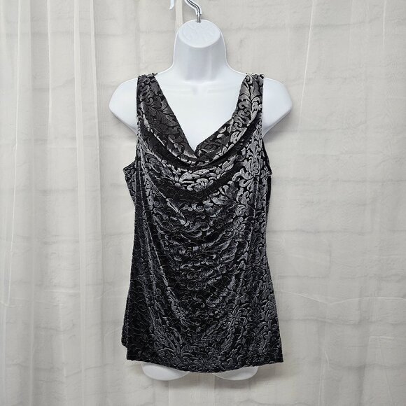 White House Black Market Tops - WHBM Floral Velour Tank Top Y2K Scoop Neck Goth Boho Fairy Coquette M